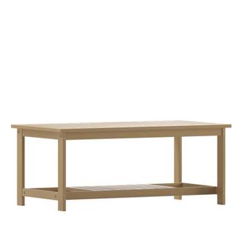 Merrick Lane All-Weather Poly Resin Wood Two Tiered Adirondack Slatted Coffee Conversation Table