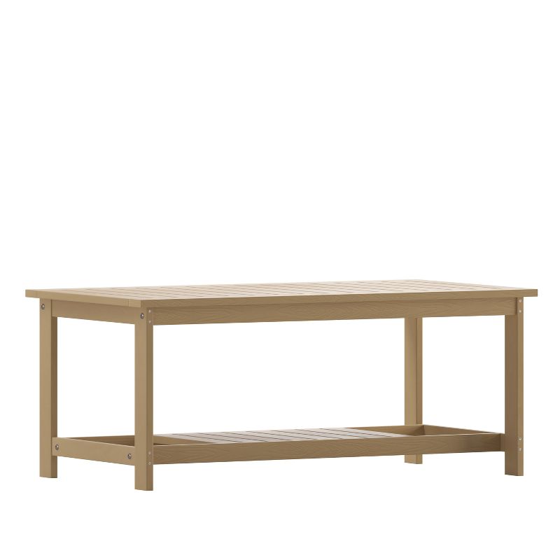Emma and Oliver All-Weather Polyresin Two Tiered Adirondack Style Coffee Table with Slatted Top, 1 of 11