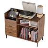 Dexmalle Record Player Stand Cabinet with Power Outlet & Flip-Down Lid - 3 of 4