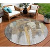 Taupe And Beige Abstract Washable Indoor Outdoor Area Rug - 2 of 4