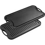 Bruntmor 20X10 2-In-1 Cast Iron Skillet Rectangle Roasting Pan With Reversible Griddle, Black