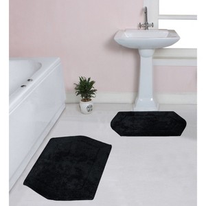 Waterford Collection Tufted Bath Rug, Extra Soft and Absorbent, Non-Slip Bath Mats, Machine Washable bath rugs for Bathroom, 2 Piece Set, Black - 1 of 4