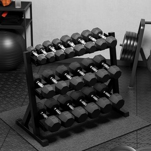Rubber Coated Hex Dumbbell Weight Set, Multiple Sizes Exercise & Fitness Dumbbells,550LB Set, for Muscle Toning, Strength Building - 1 of 4