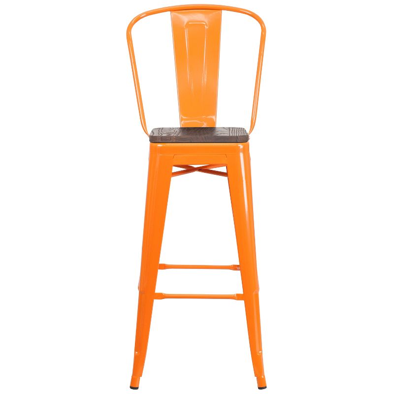 Flash Furniture 30" High Metal Barstool with Back and Wood Seat, 6 of 7