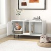 Costway 40" Hidden Cat Washroom with Storage Removable Scratcher Metal Legs for Large Cats Gray/White - 4 of 4