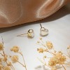 14k Gold Plated Heart White Pearl Small Simple Stud Hypoallergenic Bridesmaid Wedding Earrings for Women - 3 of 4