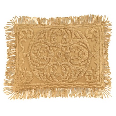 Collections Etc Medallion Chenille Textured Fringe Border Pillow Sham