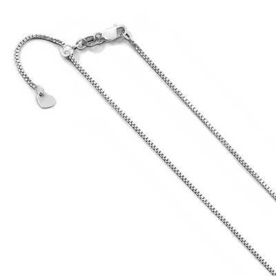 Black Bow Jewelry 0.9mm 10k White Gold Adjustable Box Chain Necklace