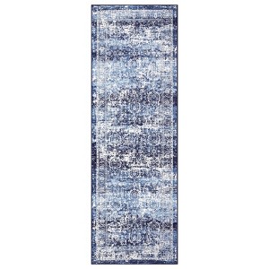 Washable Distressed Floral Print Living Room Rugs, Vintage Abstract Floor Cover for Bedroom, Large Non Slip Dining Room Rugs - 1 of 4