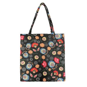 Signare USA Polish Folk Art Flower Black Flat Bag - 1 of 3