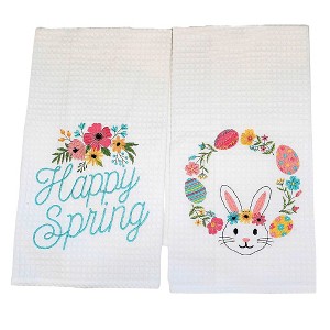 C & F ENTERPRISES 27.0 Inch Happy Spring/Wreath Towel Easter Eggs Bunny Flowers Kitchen Towel - 1 of 3