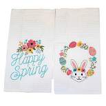 Decorative Towel 27.0" Happy Spring/Wreath Towel Easter Eggs Bunny Flowers C & F Enterprises  -  Kitchen Towel