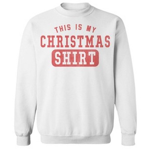 Rerun Island Men's This Is My Christmas Shirt Long Sleeve Graphic Cotton Sweatshirt - 1 of 1