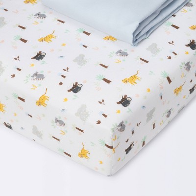 Fitted Crib Sheet Jungle - Cloud Island™ Animals/Blue 2pk