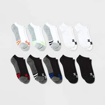 Kids' 10pk No Show Athletic Socks - All In Motion™ White/Black
