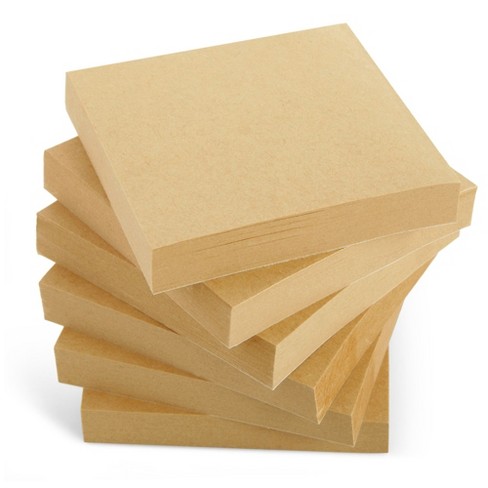 Juvale 6-Pack Kraft Paper Sticky Notes 3x3 Inch, Brown Self-Adhesive Memo  Notepad Set, Self-Stick Note Pads for Office, Work, Home, 100 Sheets Per Pad