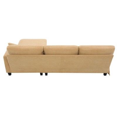 NicBex Couches for Living Room 87" L Shaped Couch Corduroy Sectional Sofa 4-seat Upholstered Convertible Sleeper Couch with Reversible Chais