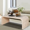 Farmhouse Vintage Crafts Coffee Table,Leisure Living Room Coffee Table with MDF Tabletop,Curved Art Deco Design Wood Coffee Table-Coolbibila - 2 of 4