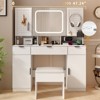 KTMBDW Large Vanity Table Set with LED Lighted Mirror and 2 DIY Pegboards, 5 Hooks, Vanity Desk with Drawers and Cushioned Stool for Bedroom - 3 of 4
