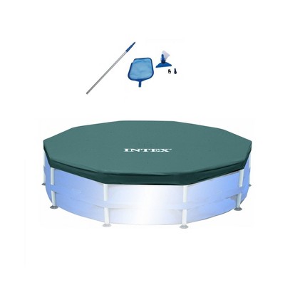 Intex Cleaning Maintenance Swimming Pool Kit & 15' Above Ground Pool Cover