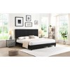 King Size Upholstered Platform Bed with Linen Fabric Headboard - 3 of 4