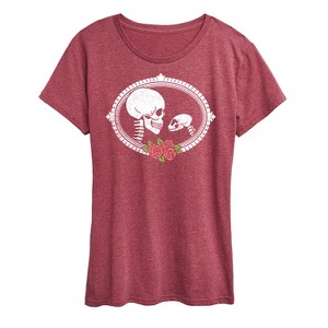Women's - Instant Message - Human And Cat Skull Short Sleeve Graphic T-Shirt - 1 of 4