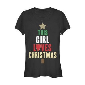 Juniors Womens Lost Gods Girl Loves Christmas T-Shirt - 1 of 3