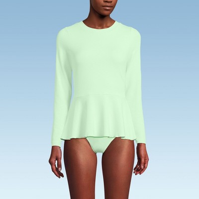 Lands' End Women's Long Sleeve Pique Peplum UPF 50 Rash Guard