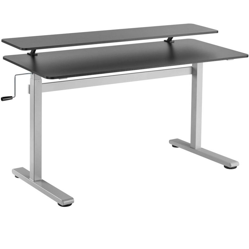 Tranzendesk Standing Desk With Clamp-On Shelf - 55" | Sit to Stand Workstation with 55" Monitor Stand - Black, 2 of 13