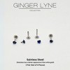 Small Heart Solitaire Flat Back Stud Earrings Body Piercings by Ginger Lyne 2 Sets 3mm CZ Stainless Steel 16g 6mm and 8mm Lengths - 3 of 4