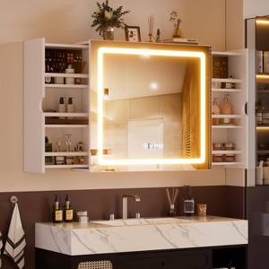 PAKASEPT Bathroom Medicine Mirror Cabinet with Hidden Storage, Anti-Fog Lighted Wall Medicine Cabinet, Mirrored Over The Toilet Storage Cabinet - 1 of 4