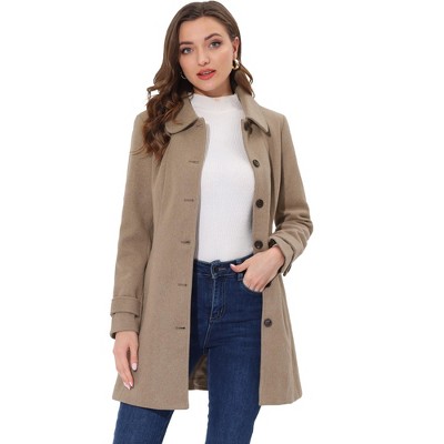 INSPIRE CHIC Women's Peter Pan Collar Single Breasted Winter Long Overcoat