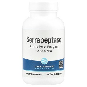 Lake Avenue Nutrition Serrapeptase, Proteolytic Enzyme, 120,000 SPUs, 180 Veggie Capsules - 1 of 4