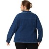 Agnes Orinda Women's Plus Size Classic Denim Frayed Washed Jean Jackets - 4 of 4