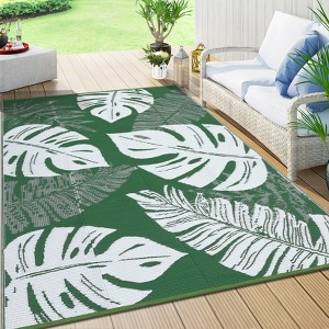 Outdoor Modern Large Area Rugs for Camping RV Patio Auto Erasable Lightweight Plastic Straw Rug for Garden Backyard Reversible Portable Picnic Mat - 1 of 4