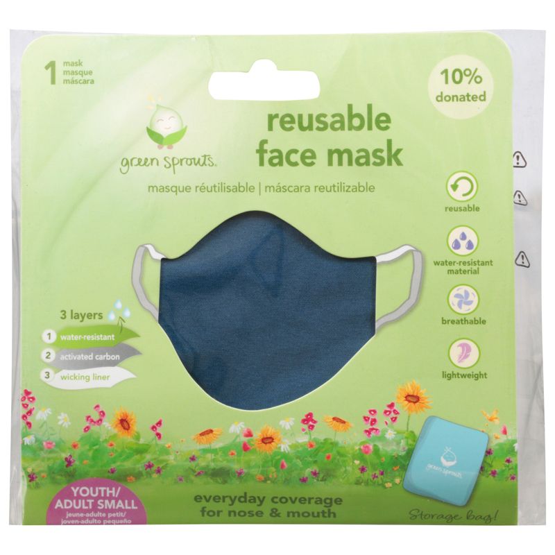 Green Sprouts Navy Reusable Adult Face Mask Small - 1 ct, 1 of 4