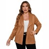 Plus Size Women's Suede Jacket Long Sleeve Casual Blazer Coat Soft Faux Leather Outerwear - 2 of 4