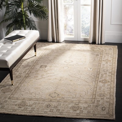 Ivory and Beige Hand-Knotted Wool Area Rug 8' x 10'