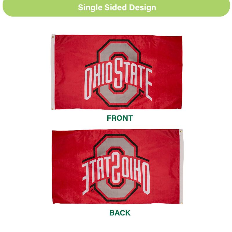 3'x5' Single Sided Flag w/ 2 Grommets, Ohio State University, 4 of 6