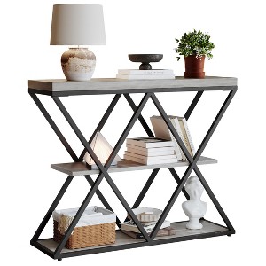 GustoWave Industrial 3-Tier Console Table with Metal Frame, Sofa Table with Storage Shelf for Entryway, Hallway, or Living Room - 1 of 4