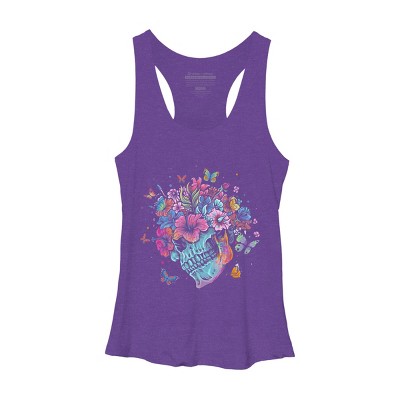 Women's Design By Humans Floral Butterfly Skull Funny Halloween Costume Hippie Flower By JeilJersey Racerback Tank Top