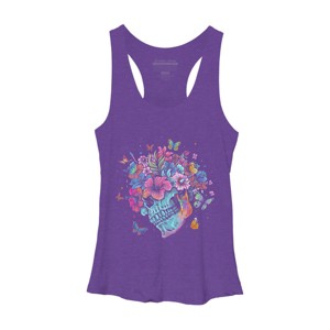 Women's Design By Humans Floral Butterfly Skull Funny Halloween Costume Hippie Flower By JeilJersey Racerback Tank Top - 1 of 3