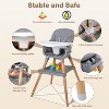Kinder King 7 in 1 Baby High Chair Convert to Wooden Feeding Chair Removable Tray 5-Point Harness Gray - 4 of 4