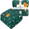 Christmas Gingerbread Throw Blanket, Green Holiday Christmas Fleece Blanket, Soft, Plush, Warm Winter Cabin Throw - 3 of 4