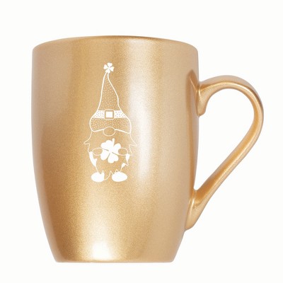 Elanze Designs Gnome With Dot Pattern On Hat 10 ounce New Bone China Coffee Tea Cup Mug, Vegas Gold