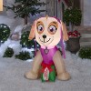 Gemmy Christmas Airblown Inflatable Skye with Present, 3 ft Tall, Pink - 2 of 3
