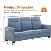 89" Oversized 3 Seat Sofa, Chenille Fabric Upholstered, Wide Armrest, Removable Headrest, Side Storage Pockets for Living Room, Bedroom - 2 of 4