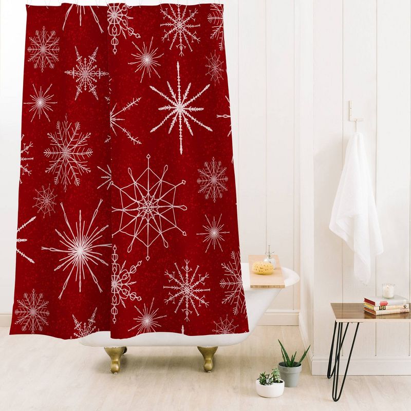 Jacqueline Maldonado Snowflakes Christmas Shower Curtain Red - Deny Designs, 3 of 6
