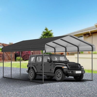 Heavy-duty outdoor shelter with galvanized steel roof and reinforced base, ideal for vehicle protection and all-weather use-Coolbibila