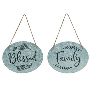 Transpac Metal Blessed / Family Sign Set of 2 Spring Home Decorations - 1 of 1